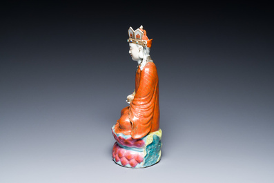 A Chinese famille rose figure of Doumu, Zhu Mao Ji Zao 朱茂記造 mark, Republic