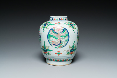 A Chinese wucai 'dragon' vase, Transitional period/Kangxi