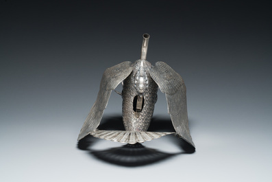 A rare Indonesian silver 'Garuda' oil lamp for the Wayang theatre, 'blencong', 19th C.