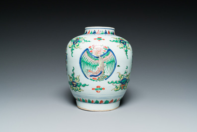 A Chinese wucai 'dragon' vase, Transitional period/Kangxi