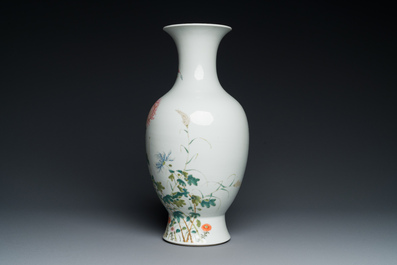 A Chinese famille rose vase with floral design, Guangxu mark, Republic