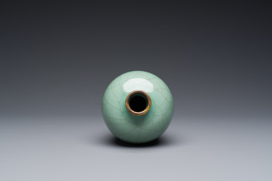 A Chinese Longquan celadon vase with gilt-bronze mount, Ming