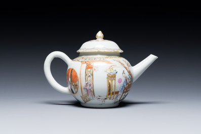 A fine Chinese famille rose 'narrative subject' teapot and cover, Yongzheng