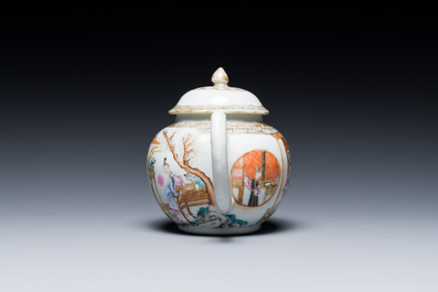 A fine Chinese famille rose 'narrative subject' teapot and cover, Yongzheng