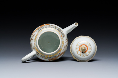 A fine Chinese famille rose 'narrative subject' teapot and cover, Yongzheng