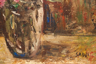 Sadji (Sha Qi, Sha Yinnian) (1914-2005): Still life with flowers in a vase, oil on canvas