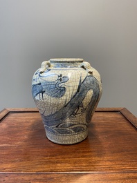 A Chinese blue and white Swatow 'dragon' jar, Ming