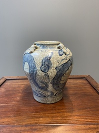 A Chinese blue and white Swatow 'dragon' jar, Ming