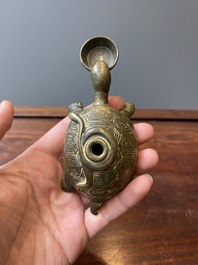 A Chinese inscribed gilt bronze &lsquo;turtle and snake&rsquo; water dropper, probably Qing