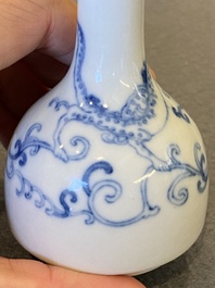 A Chinese blue and white 'dragon' bottle vase, Yongzheng mark, probably Republic