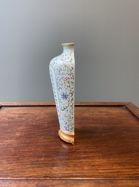 A Chinese famille rose wall pocket vase, Qianlong mark, 20th C.