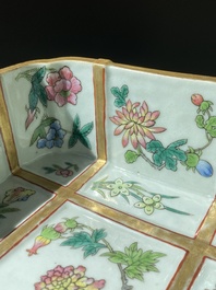 Een vierkante Chinese famille rose kom, Daoguang merk en periode