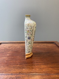 A Chinese famille rose wall pocket vase, Qianlong mark, 20th C.