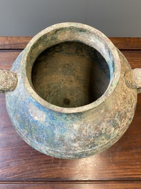 A Chinese archaic bronze wine vessel, 'lei', Eastern Zhou, Spring and Autumn period