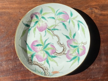 A Chinese famille rose 'nine peaches' plate, Guangxu mark and of the period