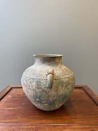 A Chinese archaic bronze wine vessel, 'lei', Eastern Zhou, Spring and Autumn period