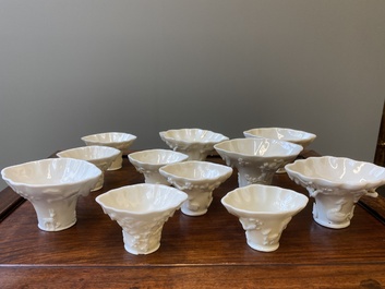 Eleven Chinese Dehua blanc de Chine cups, 17th C. and later