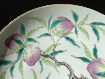 A Chinese famille rose 'nine peaches' plate, Guangxu mark and of the period