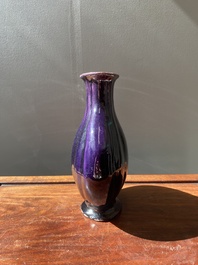 A Chinese monochrome aubergine-glazed vase, 19th C.