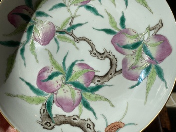 A Chinese famille rose 'nine peaches' plate, Guangxu mark and of the period