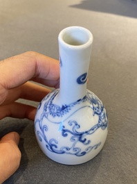 A Chinese blue and white 'dragon' bottle vase, Yongzheng mark, probably Republic