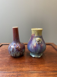 Two Chinese flamb&eacute;-glazed vases, 19th C.