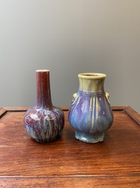 Two Chinese flamb&eacute;-glazed vases, 19th C.