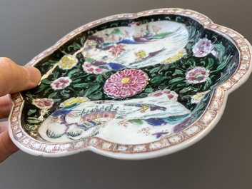 A Chinese famille rose teapot and cover on stand, Yongzheng