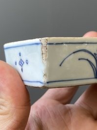 A fine Chinese blue and white rectangular seal paste box and cover, Ming