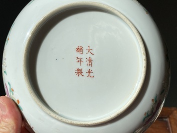 A Chinese famille rose 'nine peaches' plate, Guangxu mark and of the period