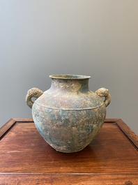 A Chinese archaic bronze wine vessel, 'lei', Eastern Zhou, Spring and Autumn period