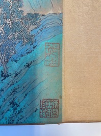 Xu Yang 徐揚 (1712-1777) en Wu Hufan 吳湖帆 (1894-1968): : 'Berglandschap, gedateerd 1755, met latere kalligrafie, inkt en kleur op zijde