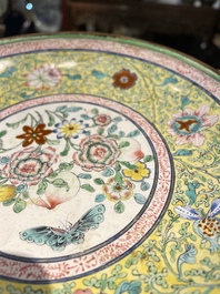 A Chinese Canton enamel 'sanduo' plate, Qianlong