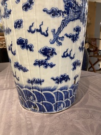 A pair of Chinese blue and white 'dragon' vases, 19th C.