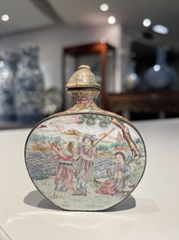 A Chinese Beijing enamel 'foreigners' snuff bottle, Qianlong mark and of the period