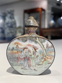 A Chinese Beijing enamel 'foreigners' snuff bottle, Qianlong mark and of the period