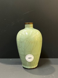 A Chinese Longquan celadon vase with gilt-bronze mount, Ming