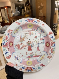 A deep Chinese famille rose dish with figurative design, Yongzheng