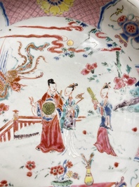 A deep Chinese famille rose dish with figurative design, Yongzheng