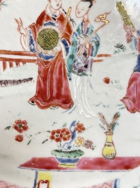 A deep Chinese famille rose dish with figurative design, Yongzheng