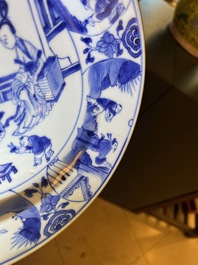 14 Chinese blue, white and verte-Imari plates, Kangxi/Qianlong