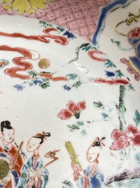 A deep Chinese famille rose dish with figurative design, Yongzheng