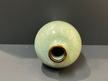 A Chinese Longquan celadon vase with gilt-bronze mount, Ming