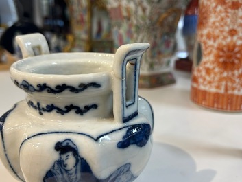 A varied collection of Chinese blue, white, iron-red and famille rose porcelain wares, 19/20th C.