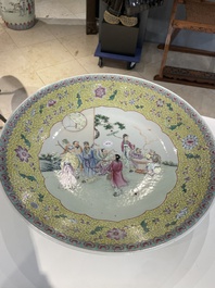 A large Chinese famille rose 'eight immortals' dish, Qianlong mark, 20th C.