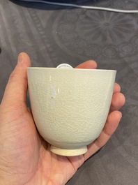 A Chinese white-glazed wine cup, probably Sui