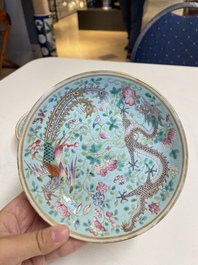 A pair of Chinese famille rose 'dragon and phoenix' saucer dishes, Guangxu mark and of the period