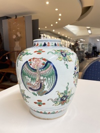 A Chinese wucai 'dragon' vase, Transitional period/Kangxi