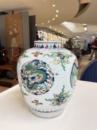 A Chinese wucai 'dragon' vase, Transitional period/Kangxi