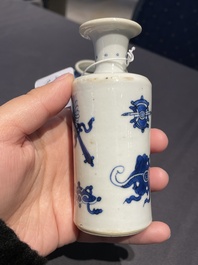 A Chinese blue and white 'landscape' vase, Qianlong